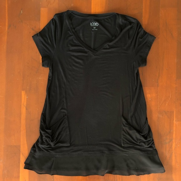 LOGO By Lori Goldstein Short Sleeve Black Tunic
